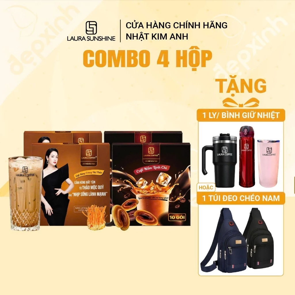 [TẶNG QUÀ] Combo 4 Hộp Cà phê hòa tan Laura Coffee Nhật Kim Anh (4 hộp x10 gói)
