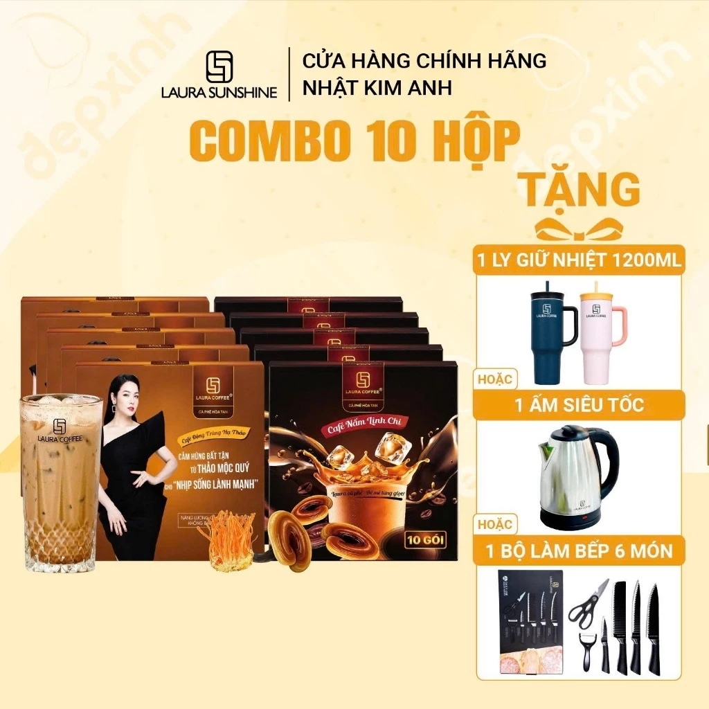 [TẶNG QUÀ] Combo 10 Hộp Cà Phê Laura Coffee (10 hộp x 10 gói)