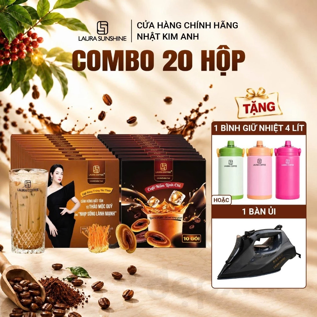 [KOL][TẶNG QUÀ] Combo 20 Hộp cà phê Laura Coffee Nhật Kim Anh (20 hộp x 10 gói)