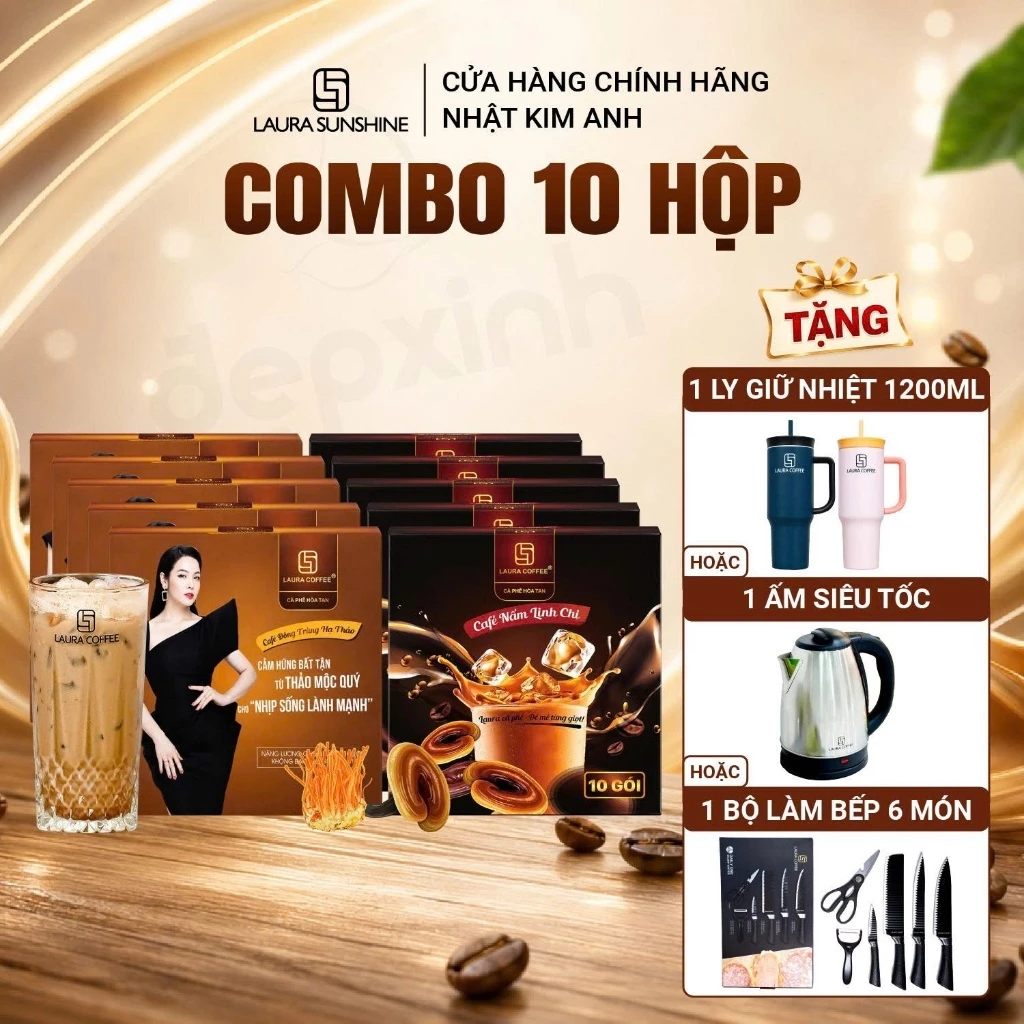 [KOL][TẶNG QUÀ] Combo 10 Hộp Cà phê hòa tan Laura Coffee (10 hộp x 10 gói)