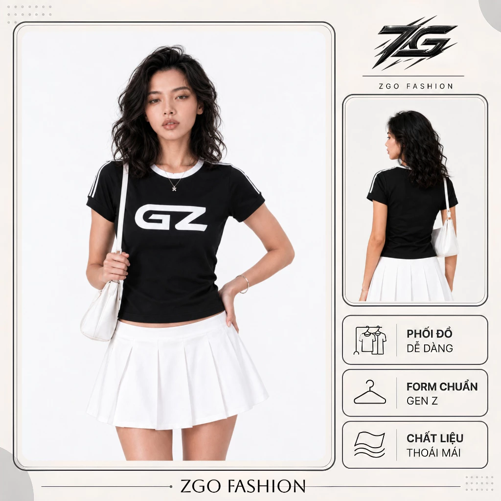 Áo thun baby tee ZGO tay ngắn cổ tròn hotrend in hình chất vải cotton co giãn 2 chiều AZG33