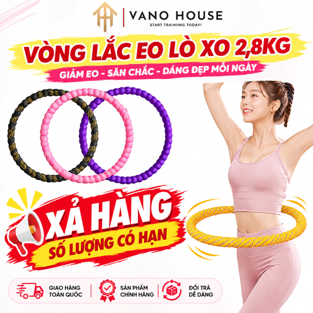 [XẢ HÀNG] Vòng Lắc Eo Lò Xo 2,8KG Bọc Vải Dệt Kim Mềm – Chất Liệu Thép Cao Cấp, Giảm Mỡ Bụng