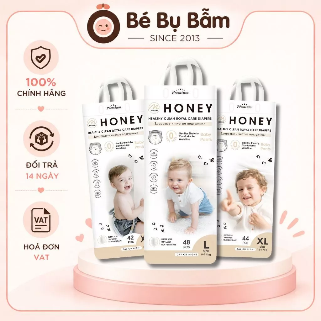 ✅ Tã Bỉm Honey Premium Chính Hãng Momo Diamond - Quần, dán Size NB, S, M, L, XL, XXL, 3XL, 4XL
