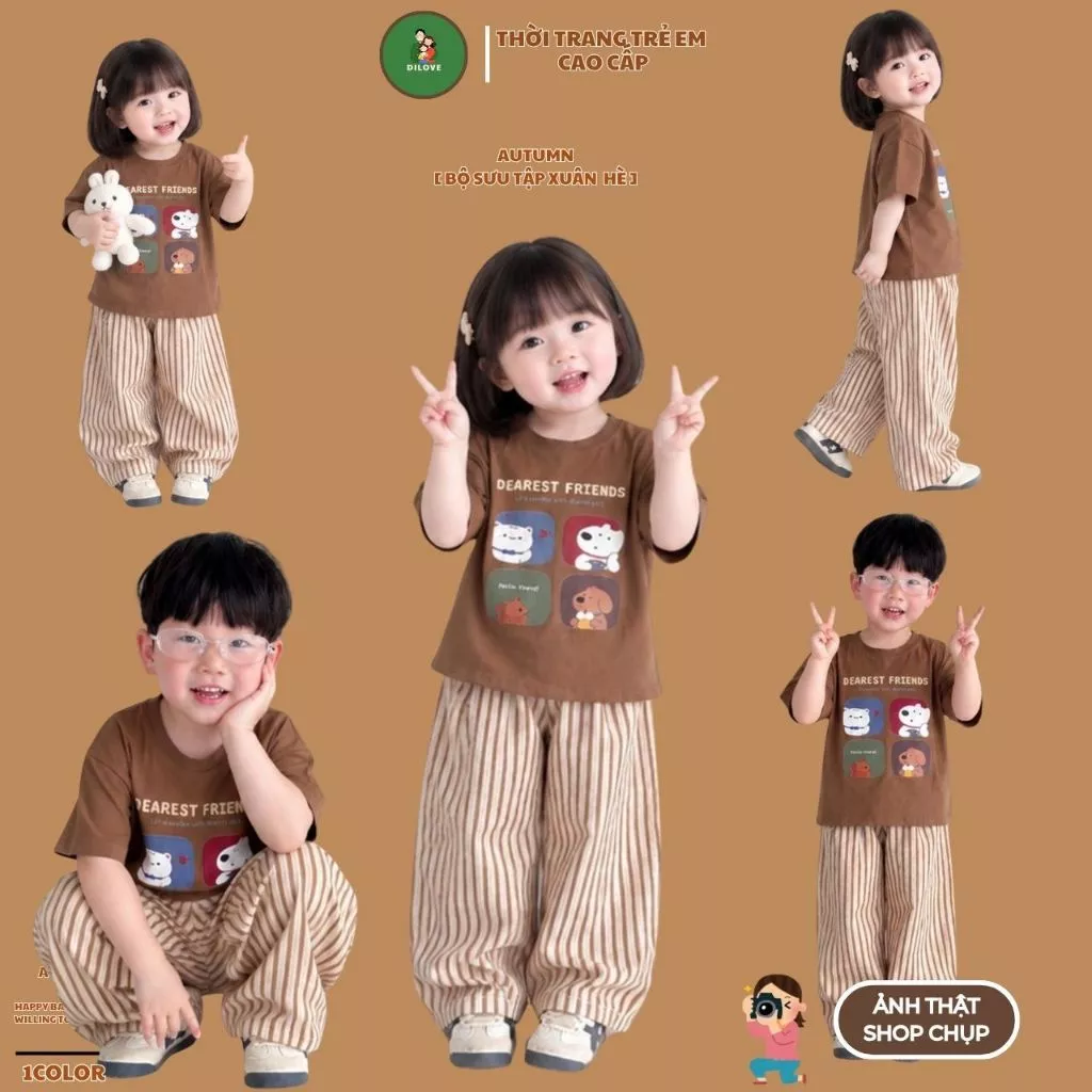 Quần áo bé gái DILOVE Đồ bộ cho bé gái mùa hè Set bộ cho bé gái ngắn tay chất liệu Cotton Bộ quần áo cho bé - Mã