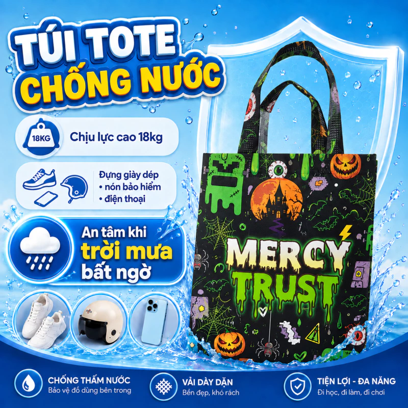 [SẢN PHẨM TẶNG] Túi HALLOWEEN chống nước đa dụng, chịu lực cao tối đa 18kg. KT 32x25x12cm