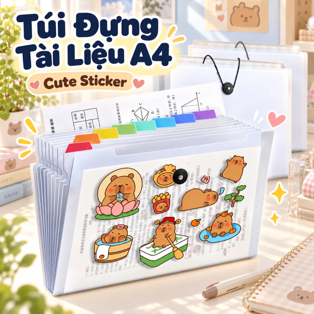 M.Y Túi Đựng Tài Liệu A4 5/8/12 Ngăn – Cặp Hồ Sơ Nhiều Ngăn Cho Học Sinh, Văn Phòng