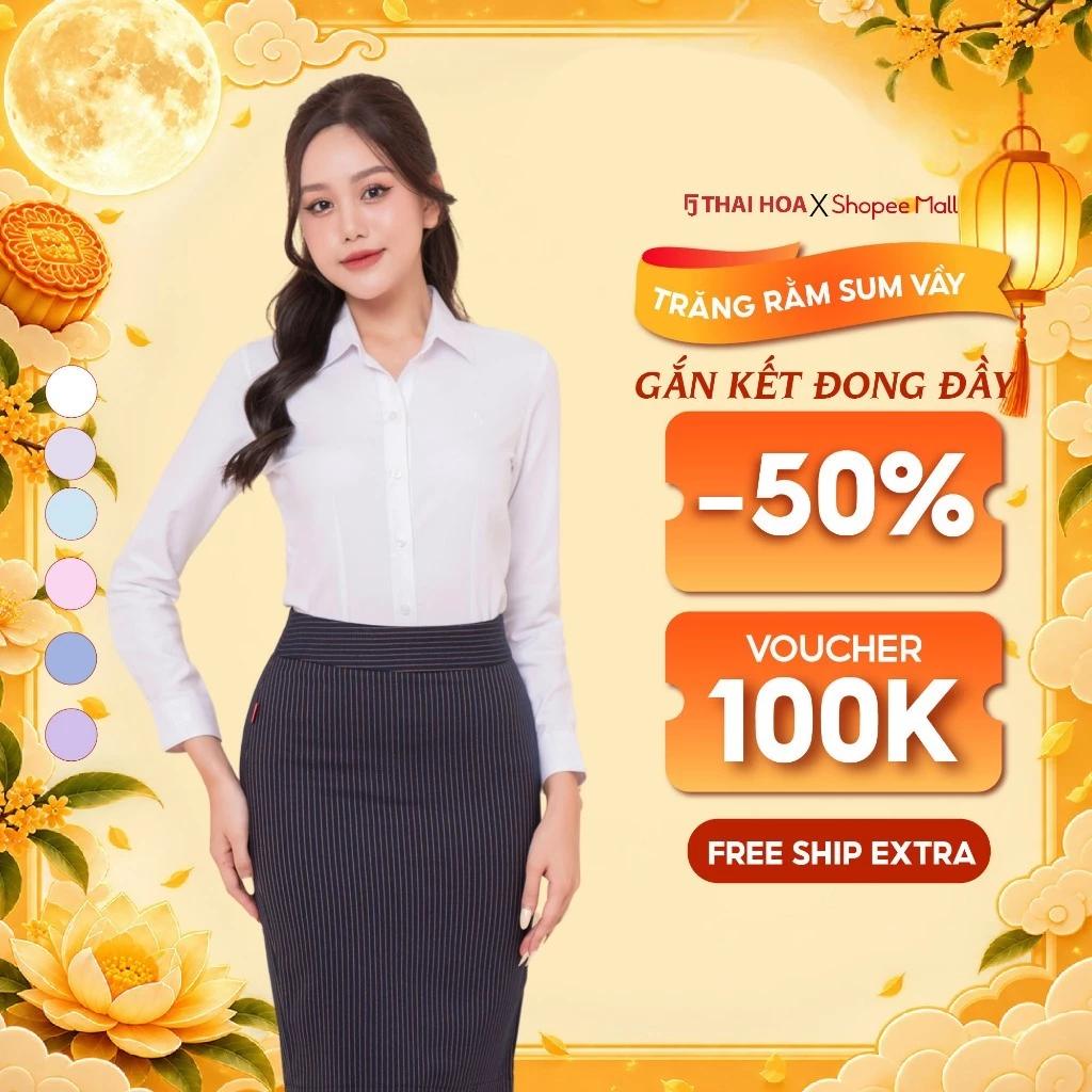 Áo sơ mi nữ dài tay R05 thiết kế công sở form ôm kẻ nhuyễn nhiều màu cao cấp Thái Hòa