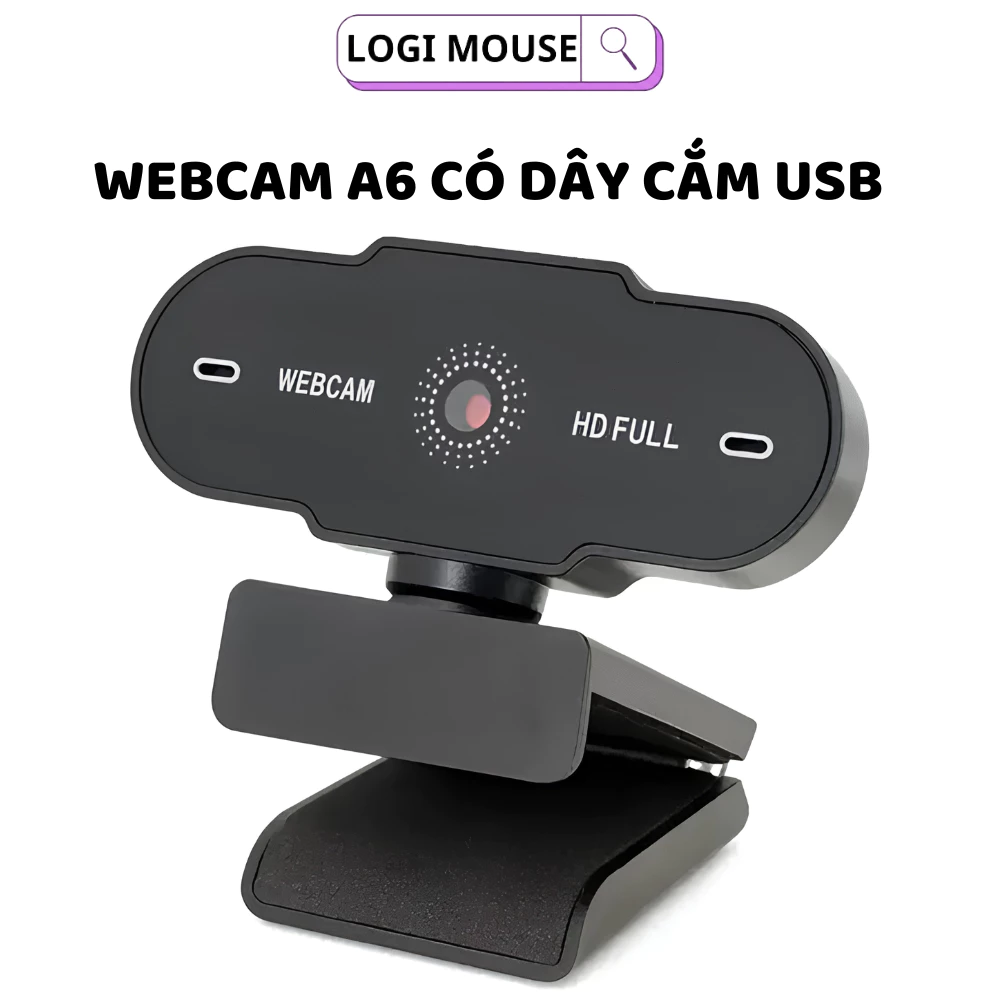 Webcam Full HD A6 1080P Góc Rộng, Mic Thu Âm Rõ, Camera Máy Tính Cho Học Online, Họp Zoom, Livestream, Làm Việc Tại Nhà