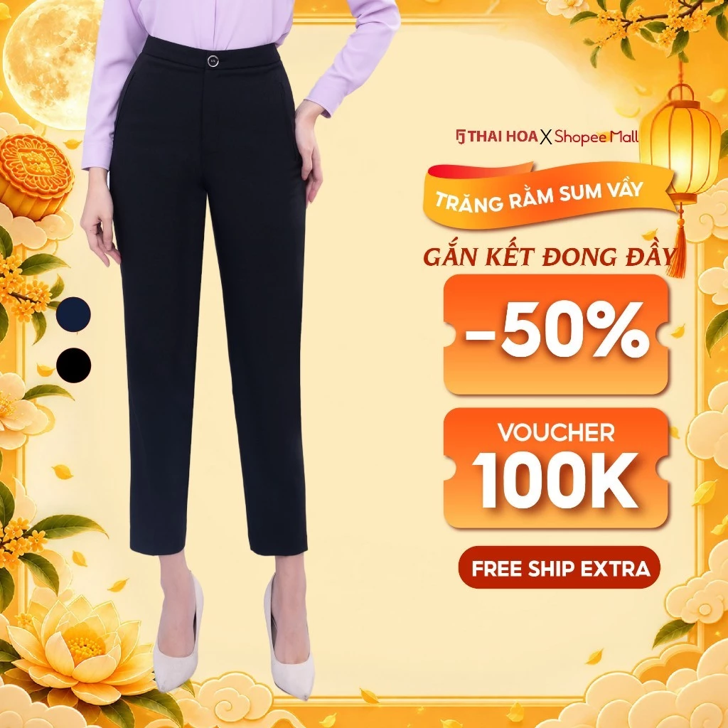 Quần baggy nữ R16 thời trang công sở các màu sợi gỗ sồi Thái Hoà (95% tinh chất gỗ sồi)