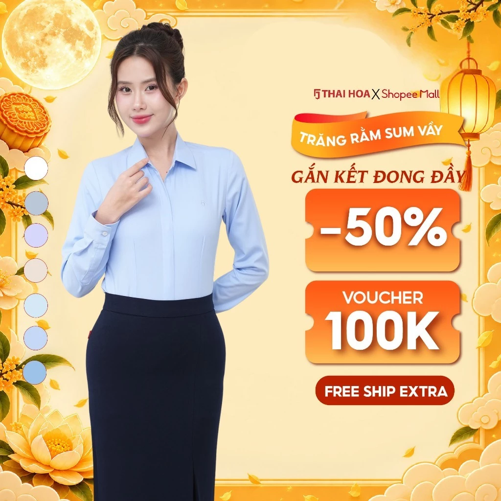 Áo sơ mi 103 dài tay chất liệu sợi tre trơn cao cấp giấu cúc Thái Hòa công nghệ mới