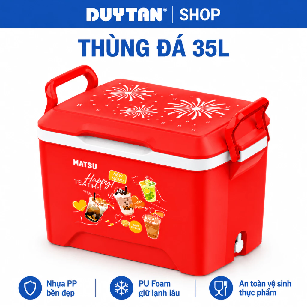 Thùng Đá 35L Duy Tân Giữ Lạnh 24H – Thùng Giữ Nhiệt PU Foam, Nhựa PP An Toàn Thực Phẩm