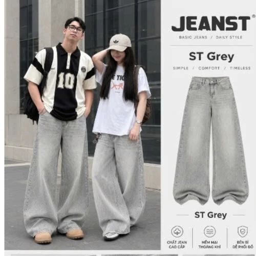 Quần jean unisex JSR06 ST GREY by JEANST wash xám, nam nữ mặc được, phối đồ siêu sinh