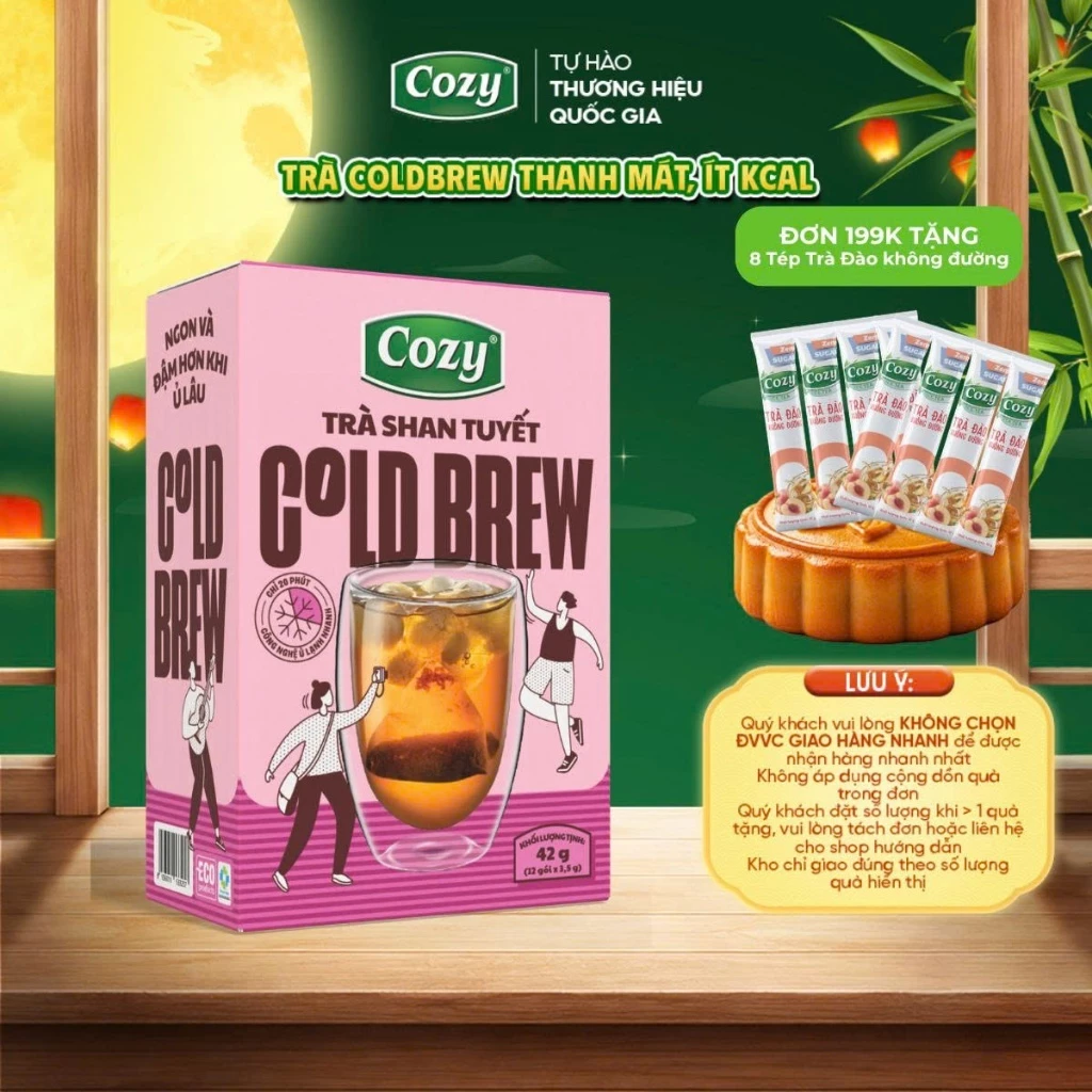 Trà Shan Tuyết Cozy ColdBrew, Trà Ủ Lạnh Nhanh 20 Phút, Thơm Đậm Vị Trà, Thanh Mát, Không Đường