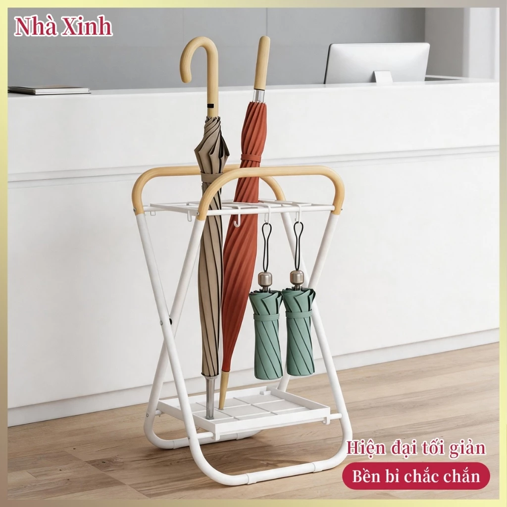 Giá Cắm Ô Dù Khung Sắt Sơn Tĩnh Điện Có Khay Hứng Nước Chống Ướt Sàn Cho Gia Đình Quán Cafe Cao Cấp Mẫu Mới
