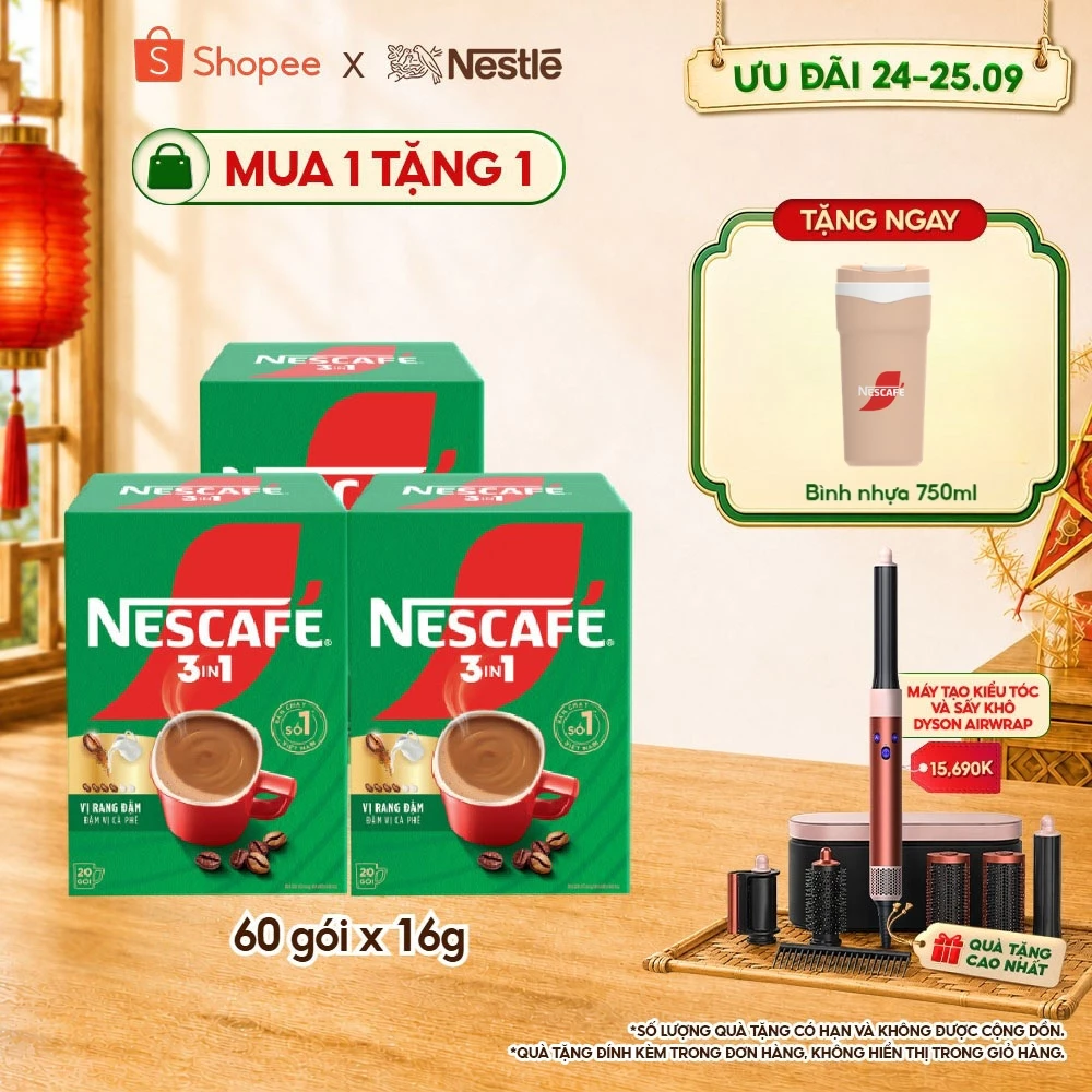 Combo 3 Hộp Cà phê Hòa tan NESCAFÉ VỊ RANG ĐẬM 20 gói Đậm Thơm Hoàn Hảo