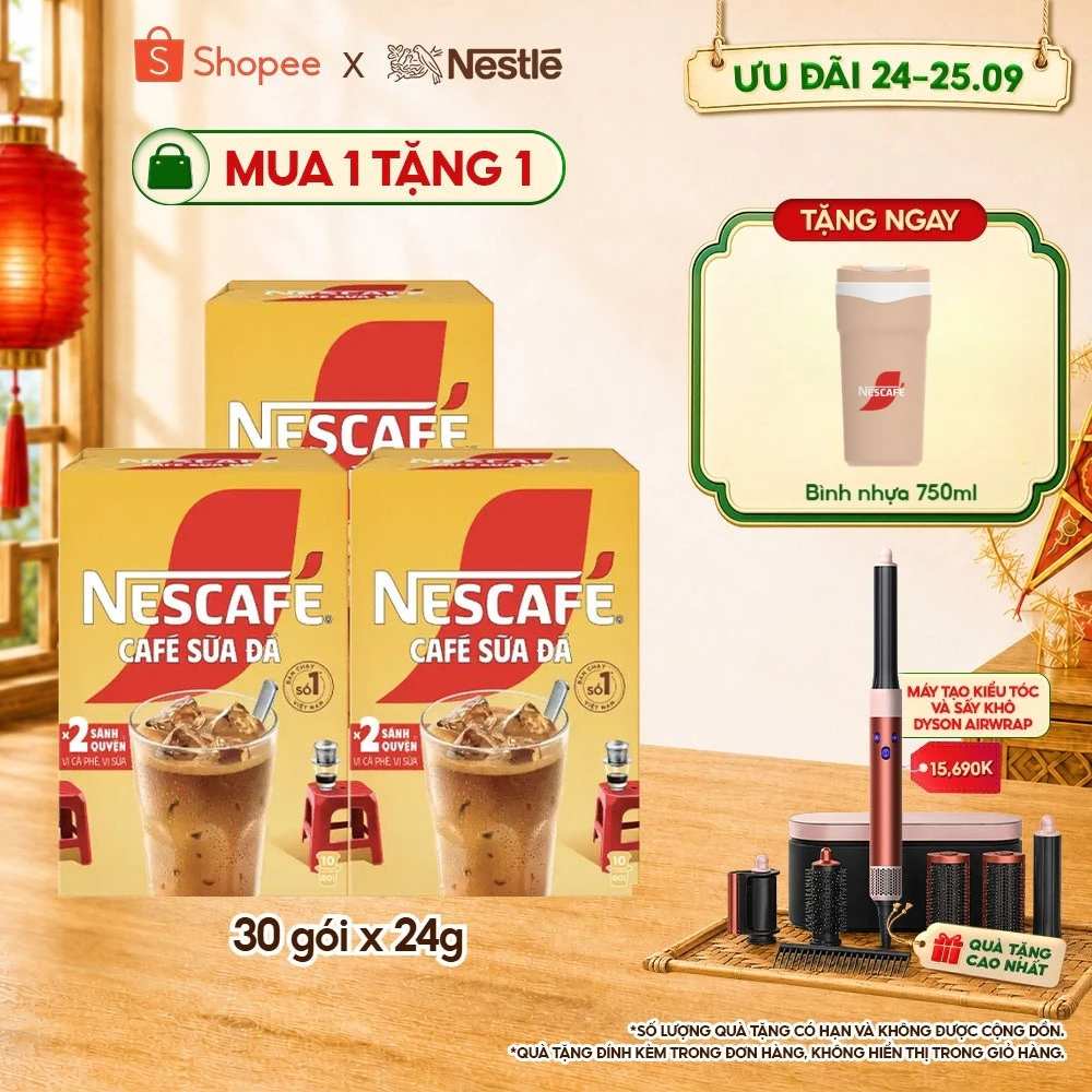 Combo 3 Hộp Cà phê Hòa tan NESCAFÉ CAFÉ SỮA ĐÁ 10 gói Nhân đôi sánh quyện