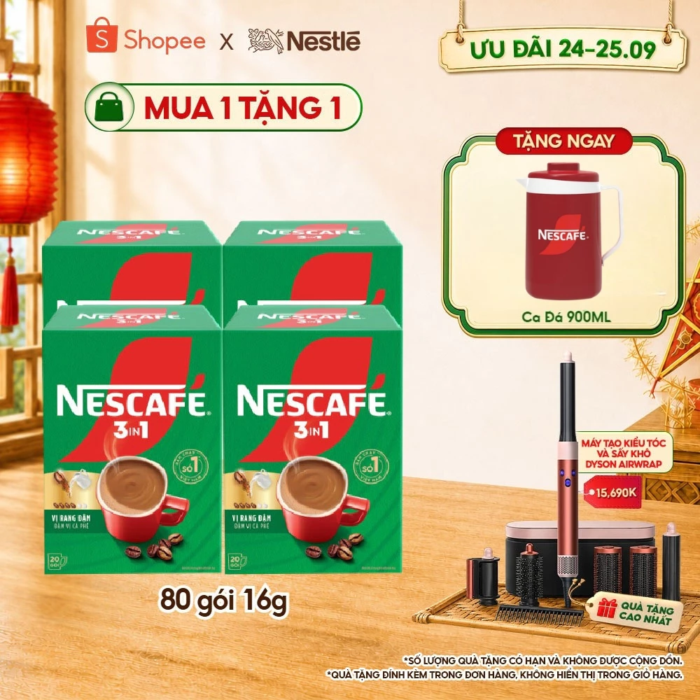 Combo 4 Hộp Cà phê Hòa tan NESCAFÉ VỊ RANG ĐẬM 20 gói Đậm Thơm Hoàn Hảo
