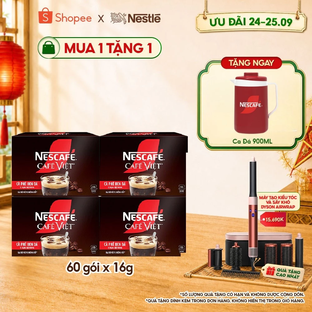 Combo 4 Hộp Cà phê Hòa tan NESCAFÉ CAFÉ VIỆT 15 gói Vị Mạnh đặc trưng