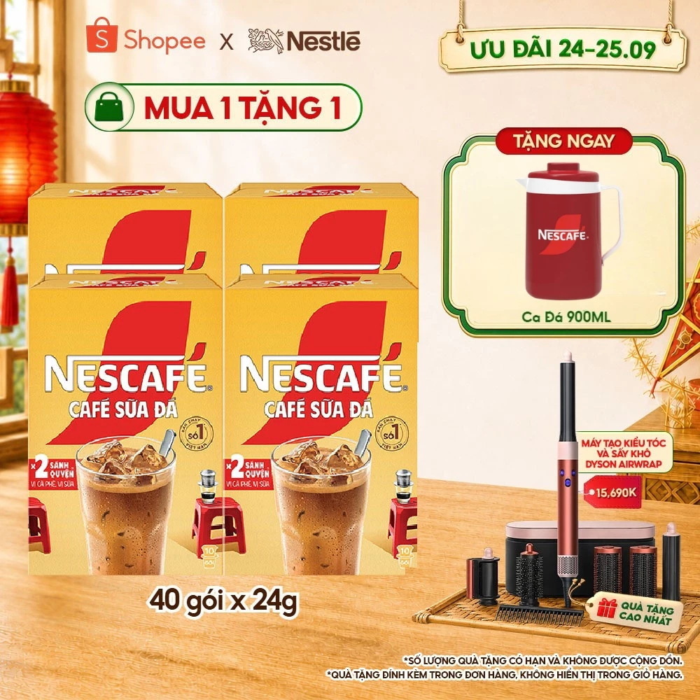 Combo 4 Hộp Cà phê Hòa tan NESCAFÉ CAFÉ SỮA ĐÁ 10 gói Nhân đôi sánh quyện