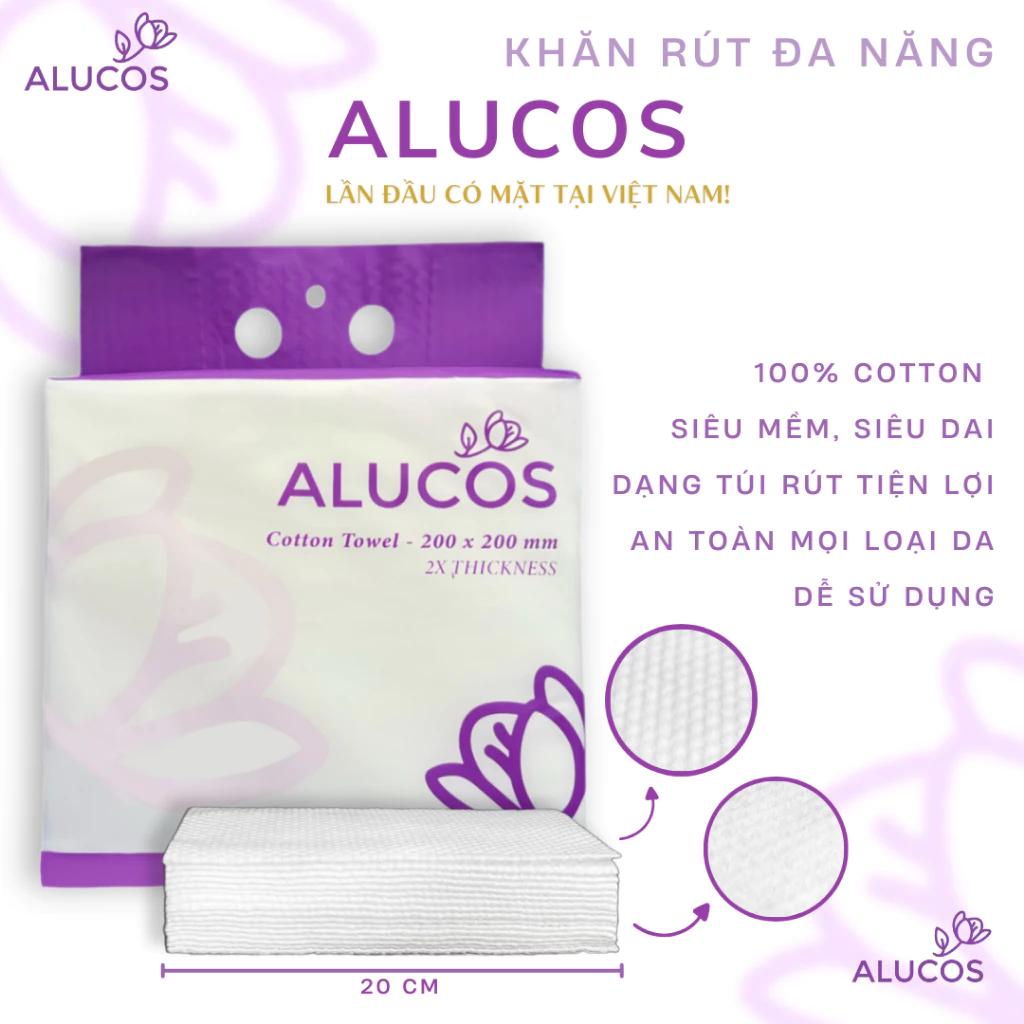 [SVIP]Khăn Mặt Khô dùng 1 lần Alucos dạng rút 130 khăn/gói