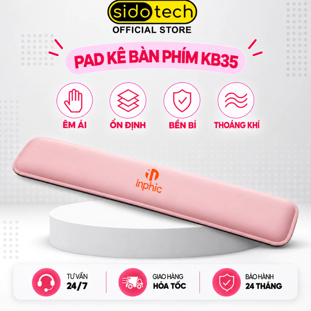 Pad đệm tay kê bàn phím lót chuột SIDOTECH INPHIC KB35 hồng trà cute văn phòng êm ái chống mỏi cổ tay đệm không trượt