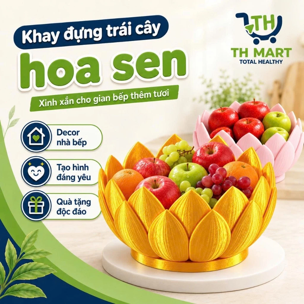 [MỚI] Khay Đựng Hoa Quả Hình Hoa Sen, Đựng Bánh Kẹo Hoa Quả Trang Trí Nhà Bếp, Phòng Khách
