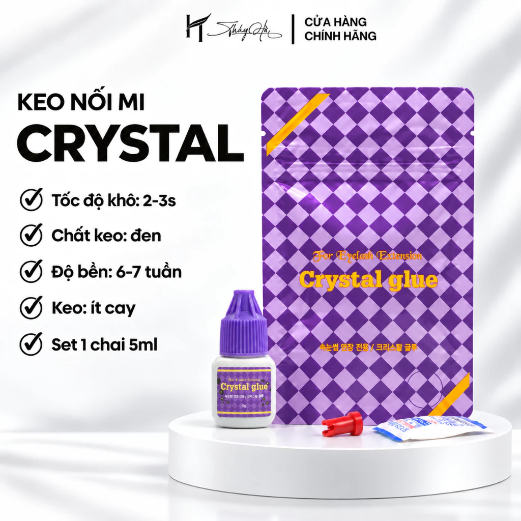 Keo nối mi tím, keo tím crystal, ít cay khô 2-3s, bền 6-7 tuần Adhesive - Crystal Purple 5g Thuý Hà