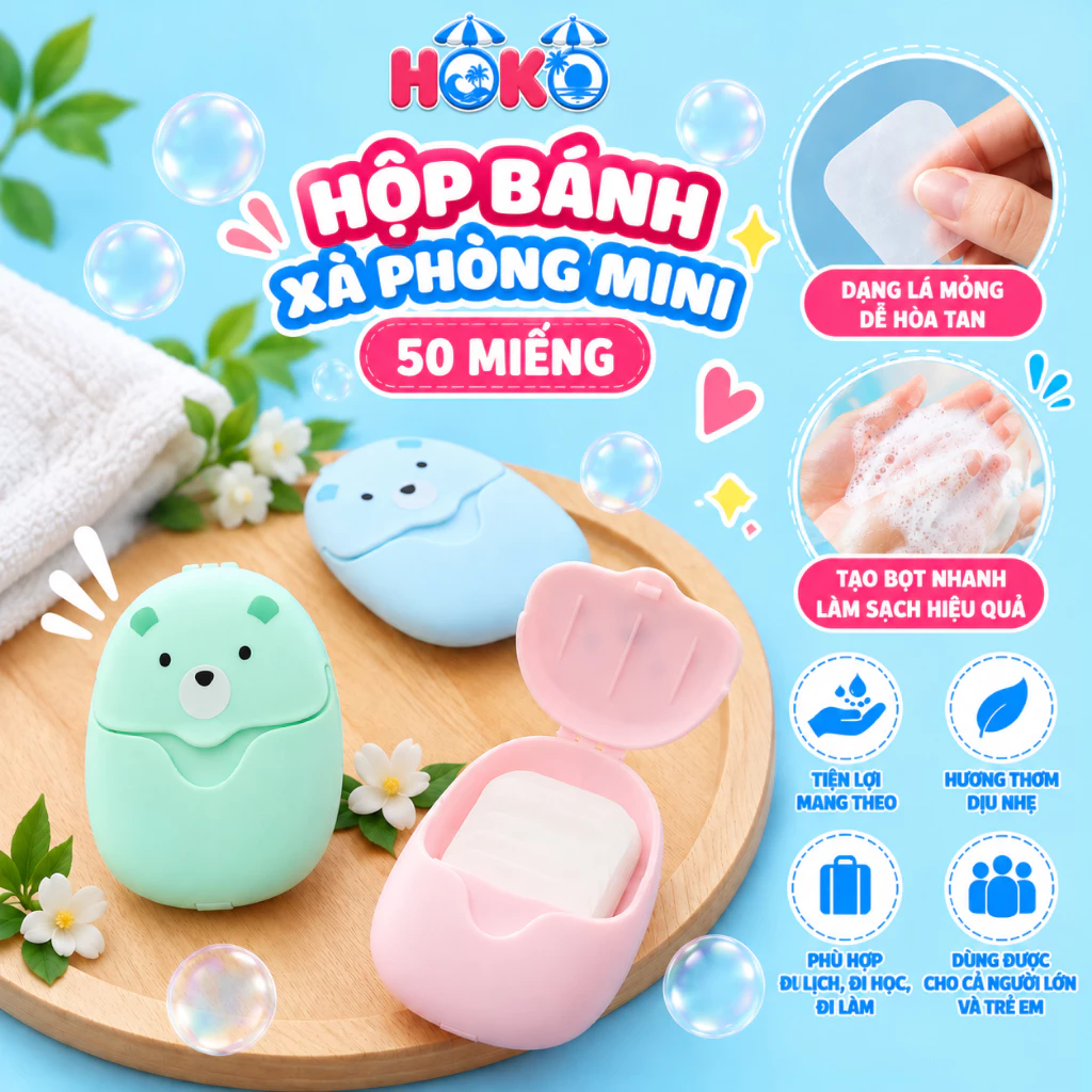Hộp Xà Phòng Mini Cầm Tay Di Động HOKO Tiện Lợi Cho Đi Du Lịch, Dã Ngoại, Đi Chơi