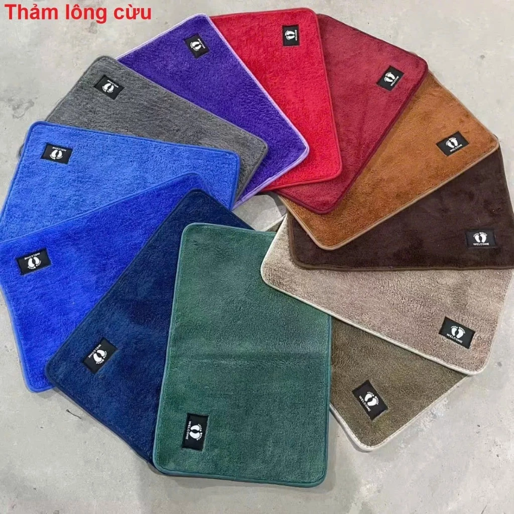 Thảm lau chân lông cừu bông mềm 40x60cm trang trí nhà bếp, phòng tắm, đế chống trượt siêu bền