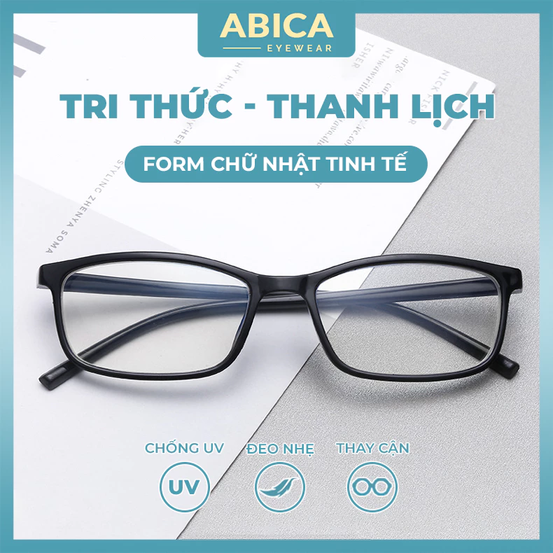 Kính mắt nữ nam giả cận thời trang phong cách Hàn Quốc mắt kính chống tia UV và ánh sáng xanh ABICA 056