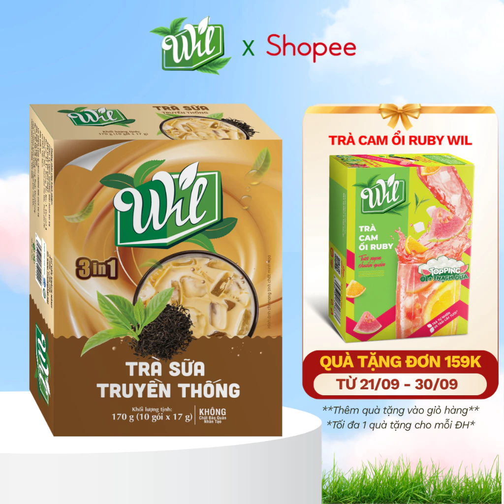 Trà sữa truyền thống Wil bột trà sữa tự pha đậm trà béo sữa hộp 10 gói