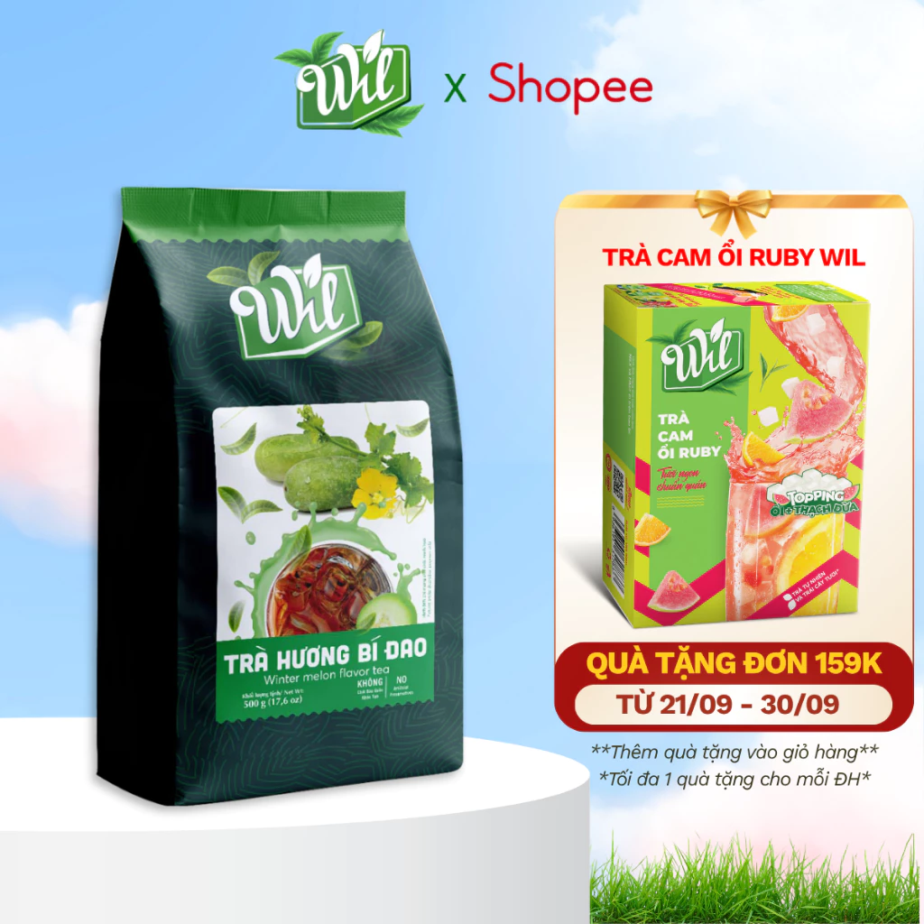 Bột trà bí đao Wil 500g nguyên liệu pha chế đồ uống tiện lợi trà trái cây tươi hòa tan