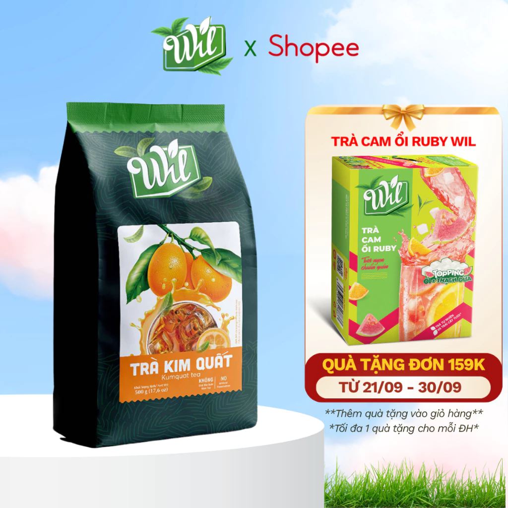 Bột trà tắc Wil 500g nguyên liệu pha chế đồ uống tiện lợi trà trái cây tươi hòa tan