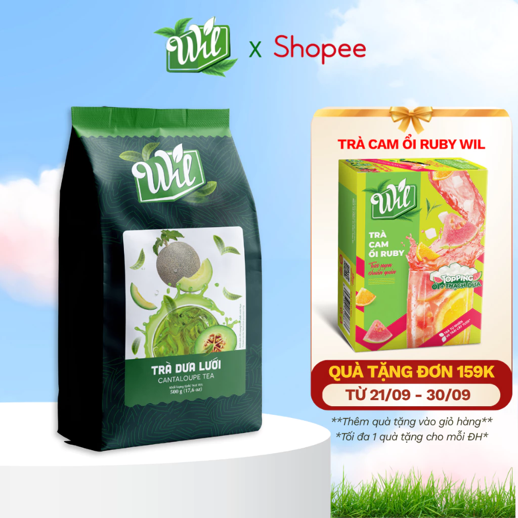 Bột trà dưa lưới Wil 500g nguyên liệu pha chế đồ uống tiện lợi trà trái cây tươi hòa tan
