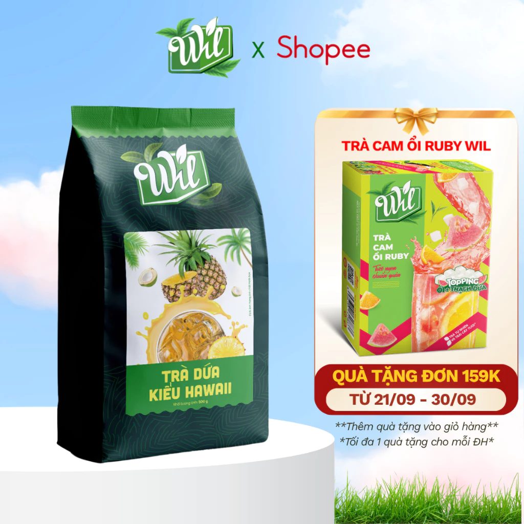 Bột trà dứa Hawaii nguyên liệu pha chế đồ trà trái cây tươi Wil hòa tan 500g