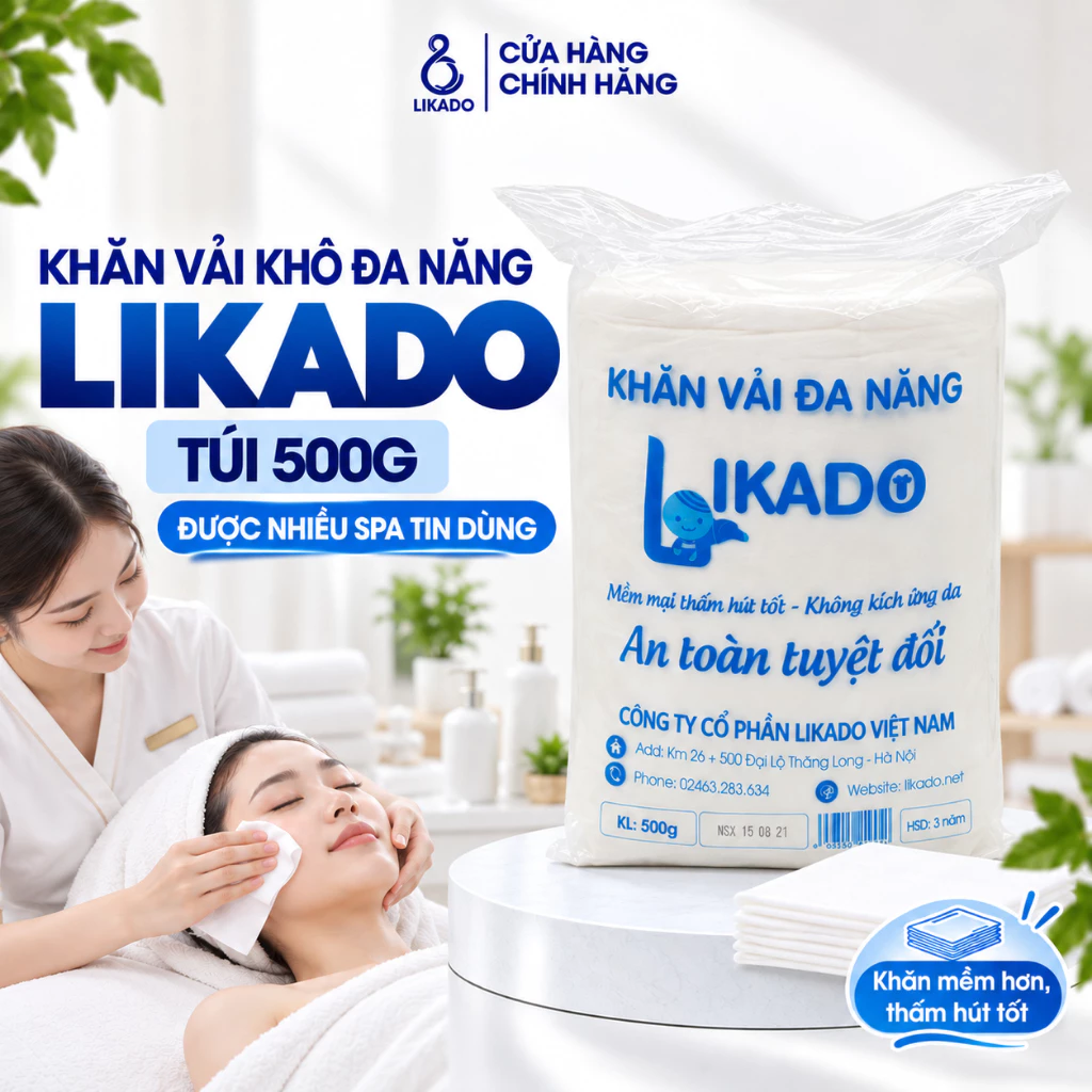 Khăn khô đa năng cho bé Likado cuộn tròn 500g kích thước(18x22cm)