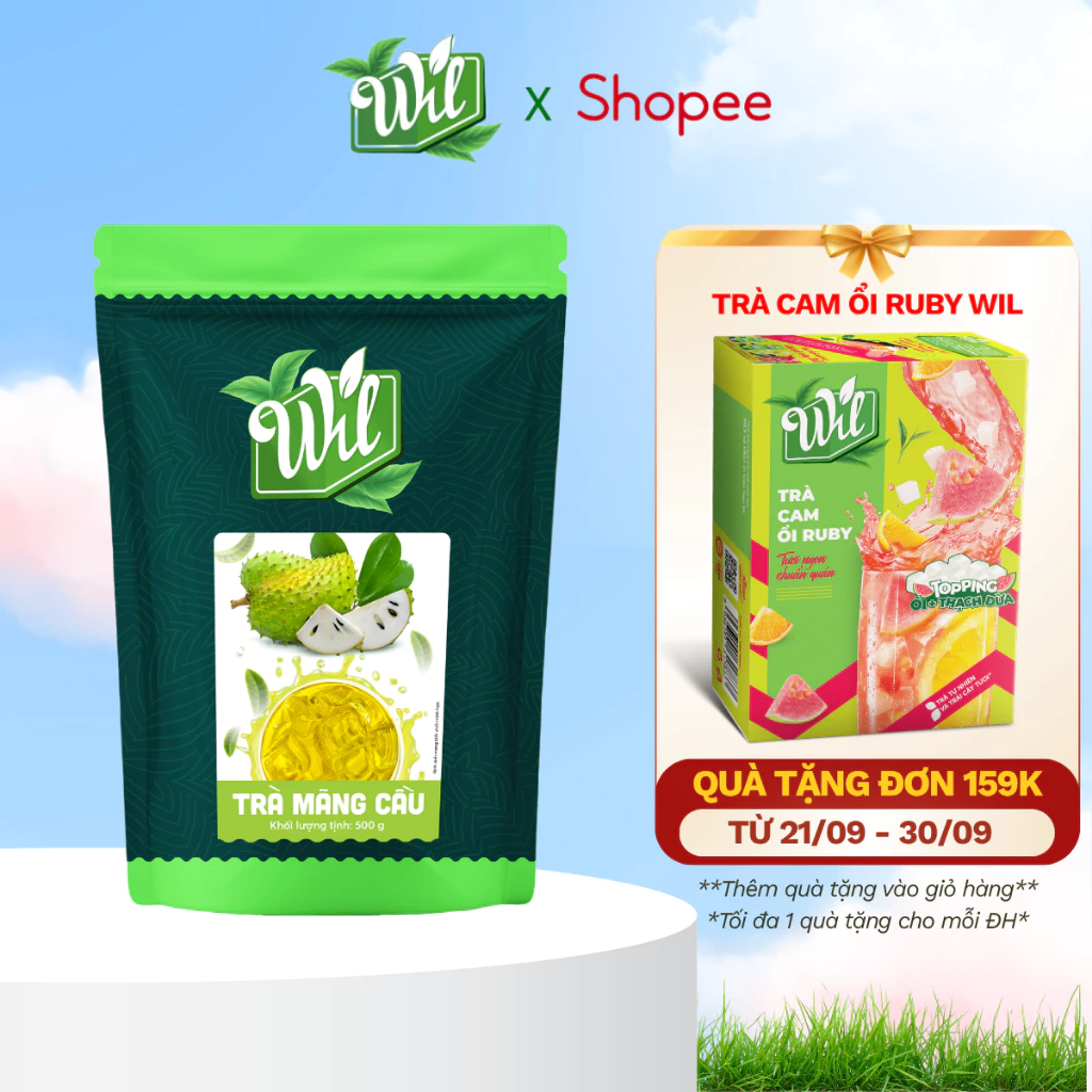 Trà mãng cầu Wil bột trà hòa tan trái cây không topping vẫn chuẩn vị túi 500g