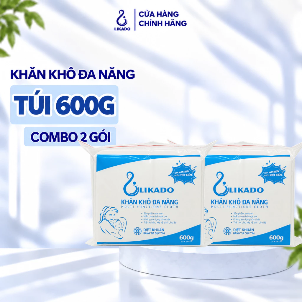 Khăn khô đa năng cho bé LIKADO(600gr) (2 GÓI )(SP003042)