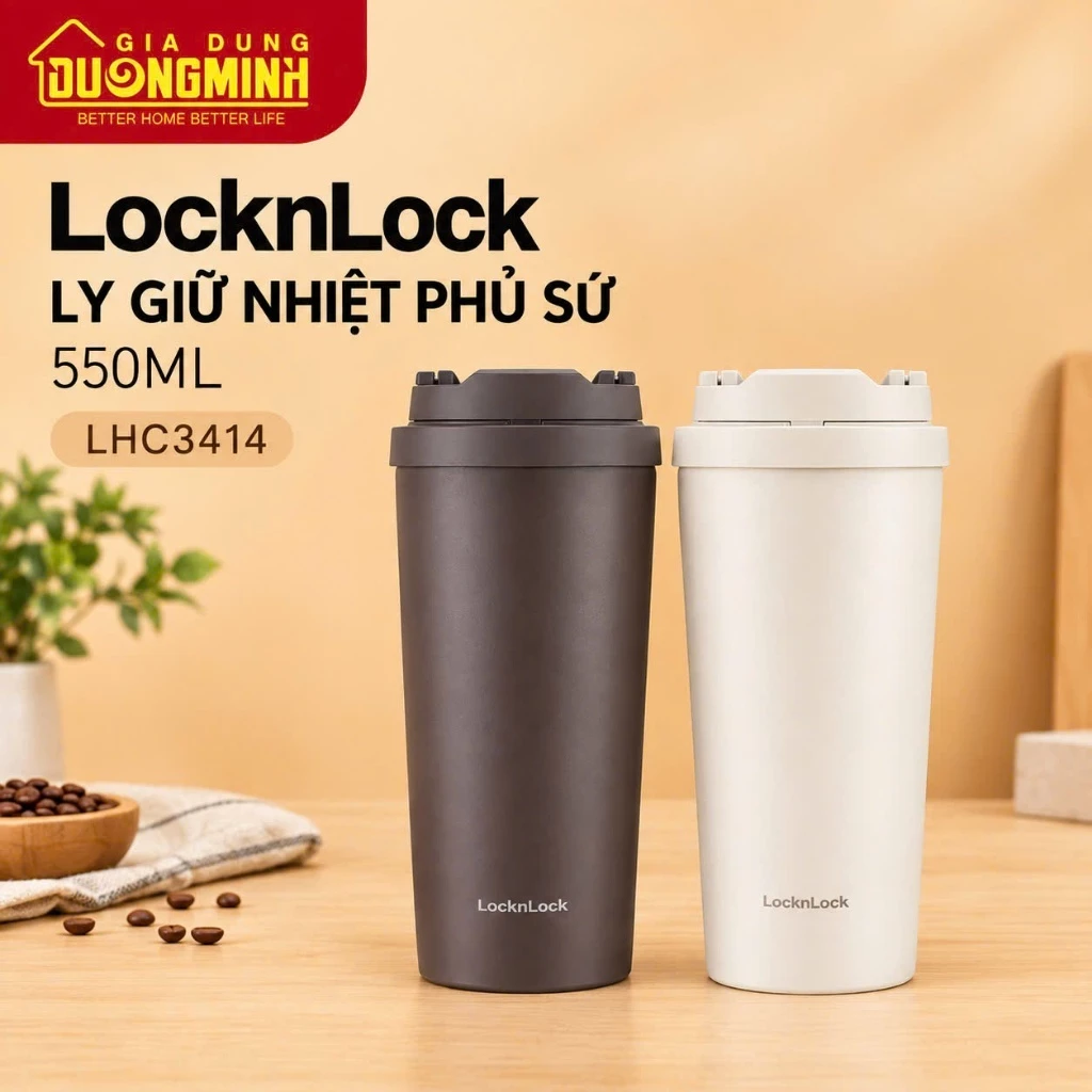 Bình giữ nhiệt LocknLock Energetic ceramic tumbler LHC3414 bằng thép không gỉ 304 phủ sứ dung tích 550ml - 2 Màu
