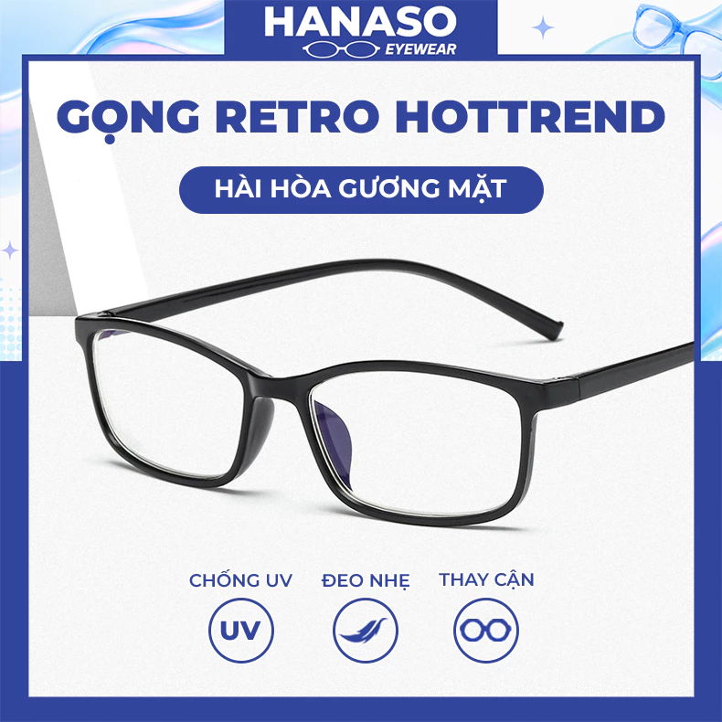 Kính mắt nam nữ mắt kính râm mát không độ thời trang phong cách Ulzzang bền đẹp phong cách basic dễ đeo HANASO 056