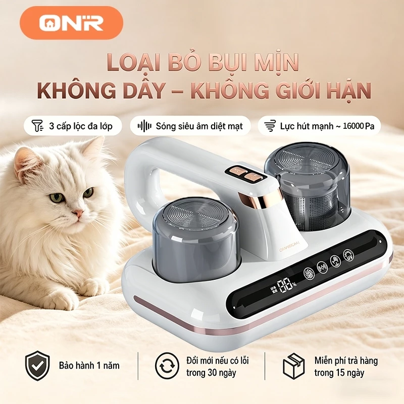ONR-Máy Hút Bụi Giường Nệm 16KPa, Diệt Khuẩn UV, Siêu Âm Loại Bọ Mạt, Đập Bụi