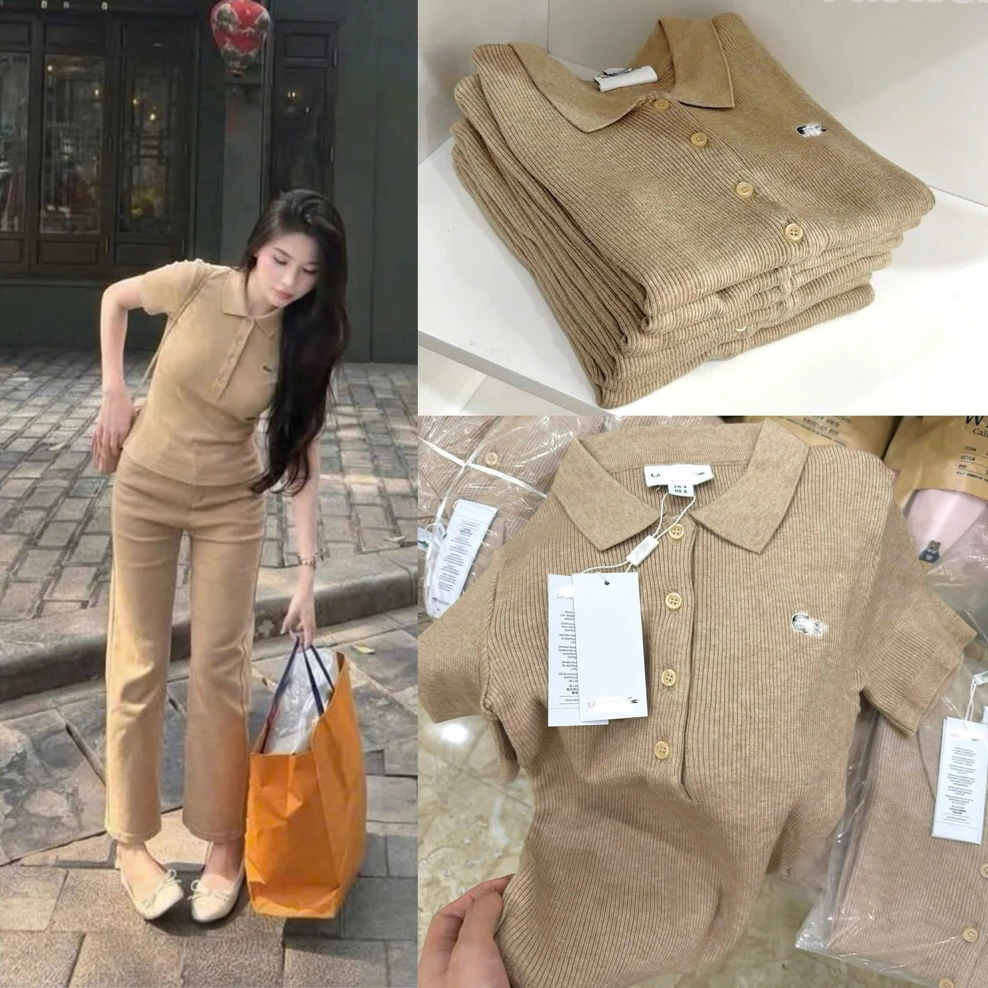Áo Polo Nữ Cổ Đức Chất Len Tăm Co Giãn 4 Chiều, Áo Thun Nữ Ngắn Tay Có Cúc Phong Cách Hàn Quốc Lịch Sự