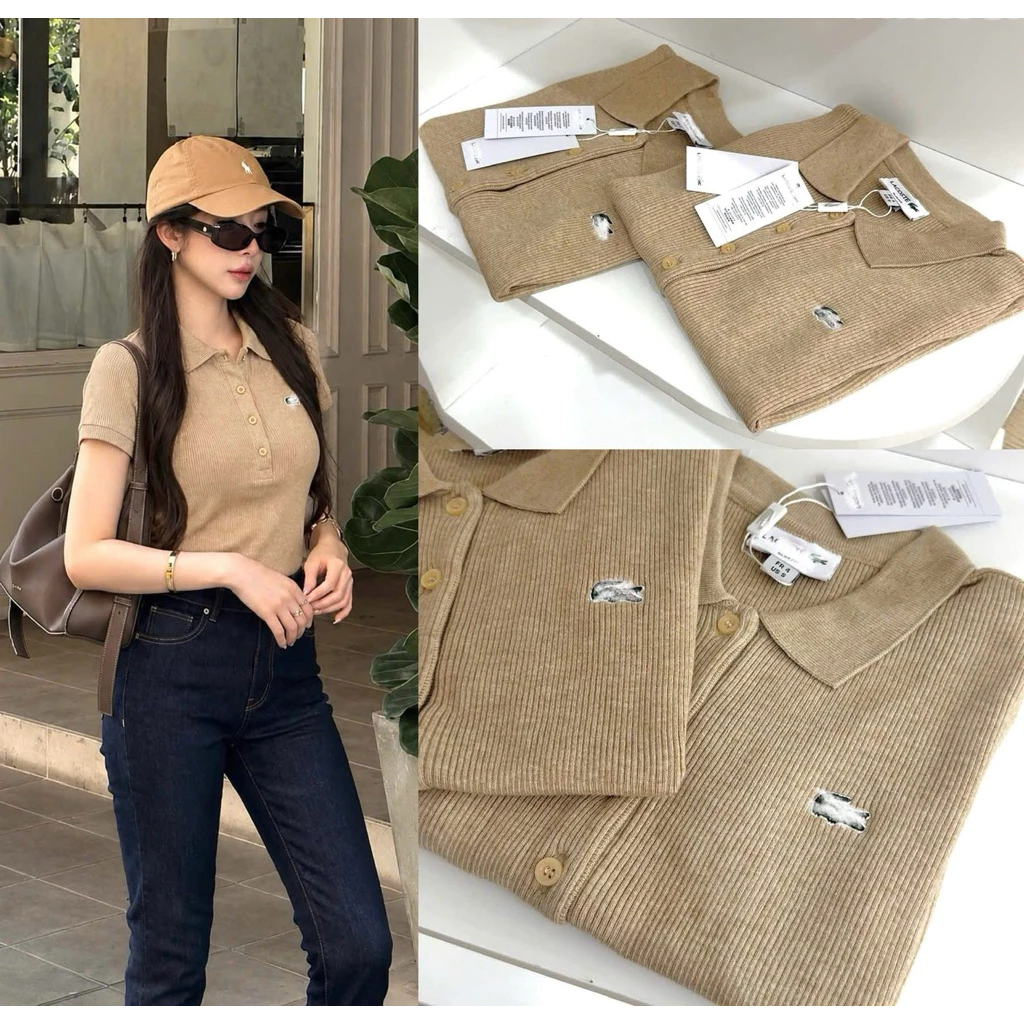 Áo Polo Nữ Cổ Đức Chất Len Tăm Co Giãn 4 Chiều, Áo Thun Nữ Ngắn Tay Có Cúc Phong Cách Hàn Quốc Lịch Sự