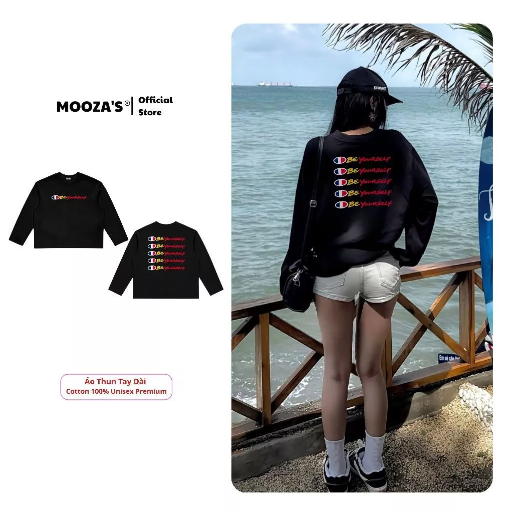 Áo Thun Tay Dài In Hình Be Yourself Form Oversize Unisex - Cotton 100% Premium