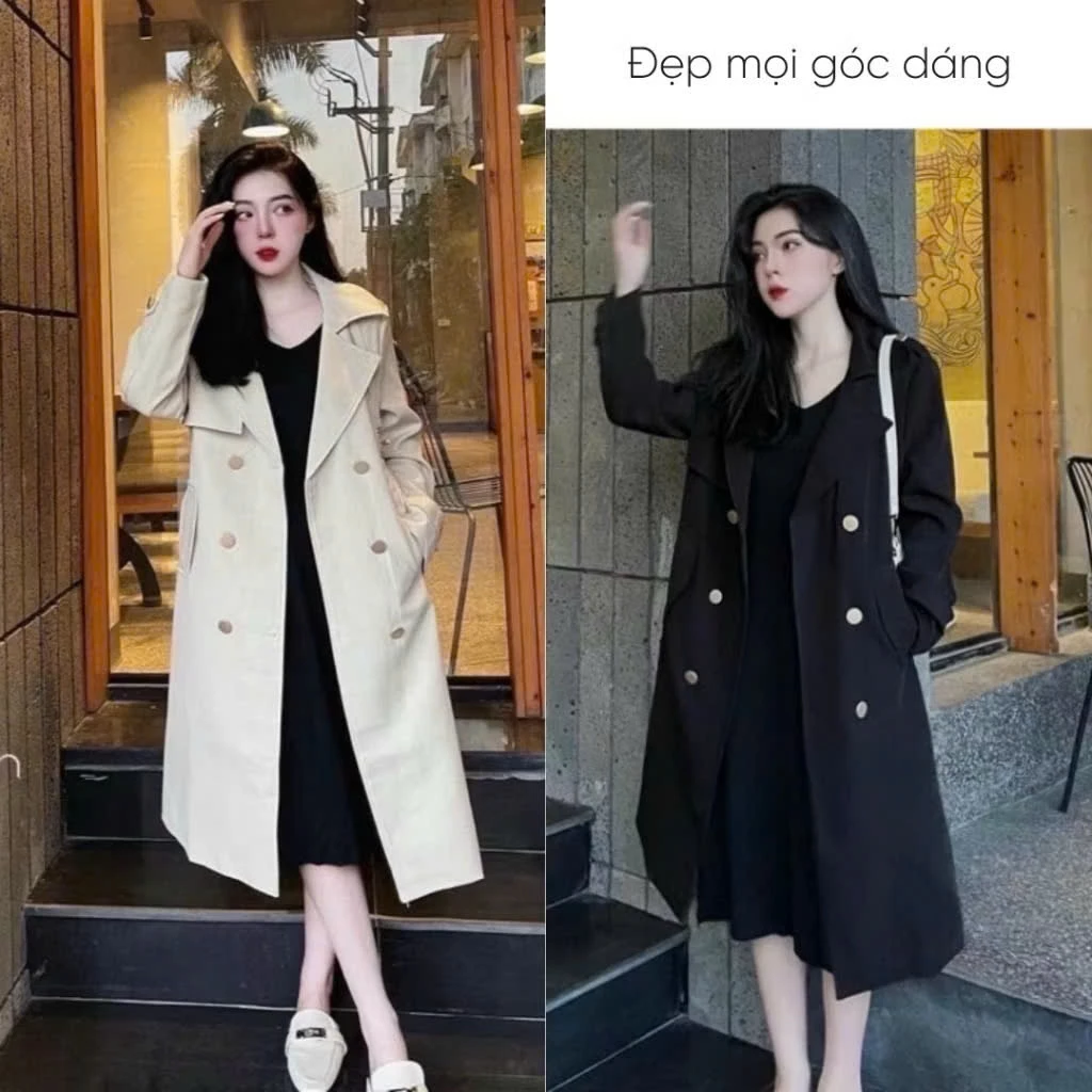 Áo Khoác Mangto hai lớp dáng ngắn croptop dài tay bồng (Măng Tô) Kèm Đai, Áo Khoác Dáng lửng Cổ Vest 2 lớp form rộng