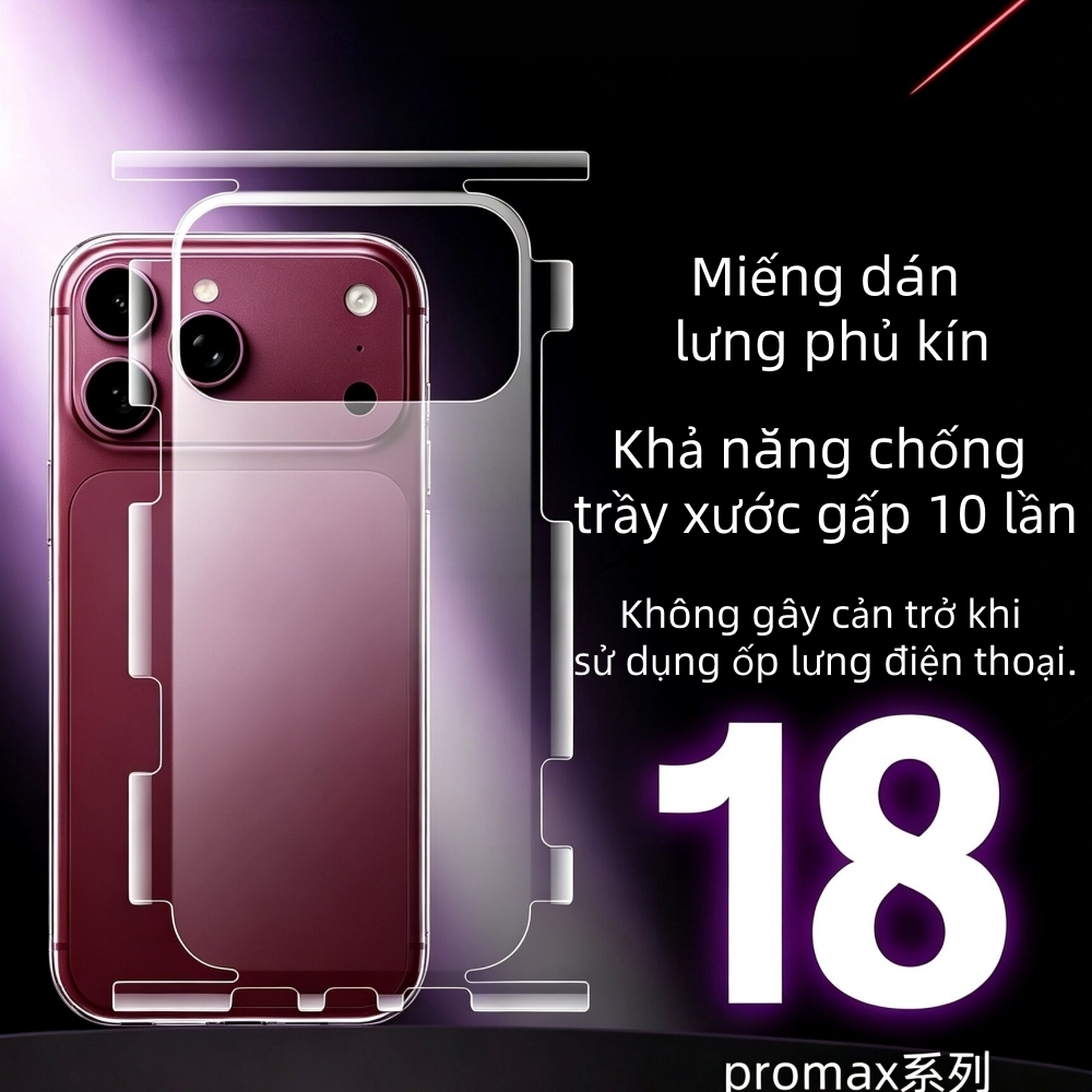 Dán chống vân tay PPF Full lưng và viền cho iphone 18 17 16 15 14 13 12 pro…