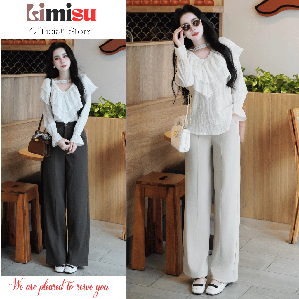 Quần Kaki Nhật Ống Suông Nữ Lưng Cao LIMISU Tôn Dáng, Mềm Mại, Co Giãn 4 Chiều