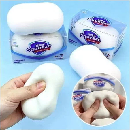 Squishy Xà Phòng Giòn (Crunchy) Stress (9cm) Màu Trắng – Đồ Chơi Squishy Xà Bông, Crunchy Giòn, đồ chơi giảm stress