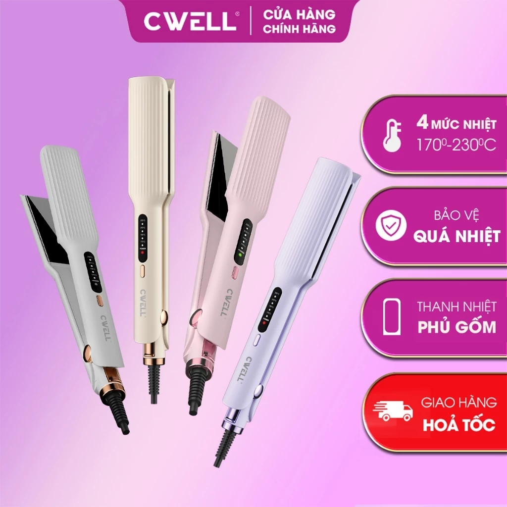 Máy ép tóc CWELL C102 thế hệ mới 2 trong 1, uốn xoăn, duỗi thẳng và tạo kiểu 4 mức nhiệt