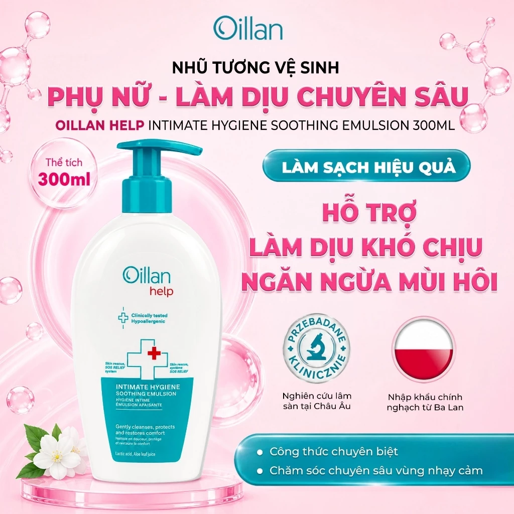[Mommy 7ml] Dung Dịch Vệ Sinh Phụ Nữ Chuyên Biệt OILLAN HELP Soothing Emulsion 300ML – Làm Dịu Cân Bằng pH & Chăm Sóc VK